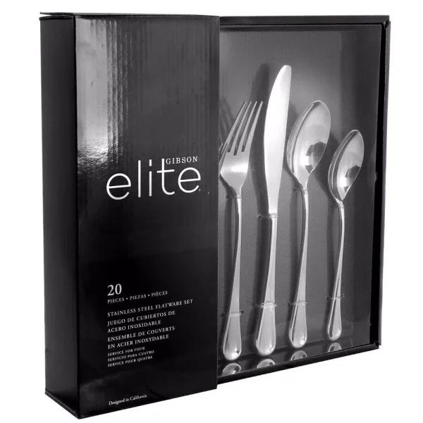 GIBSON elite York 20-Piece Stainless Steel Flatware Set, Service for 5