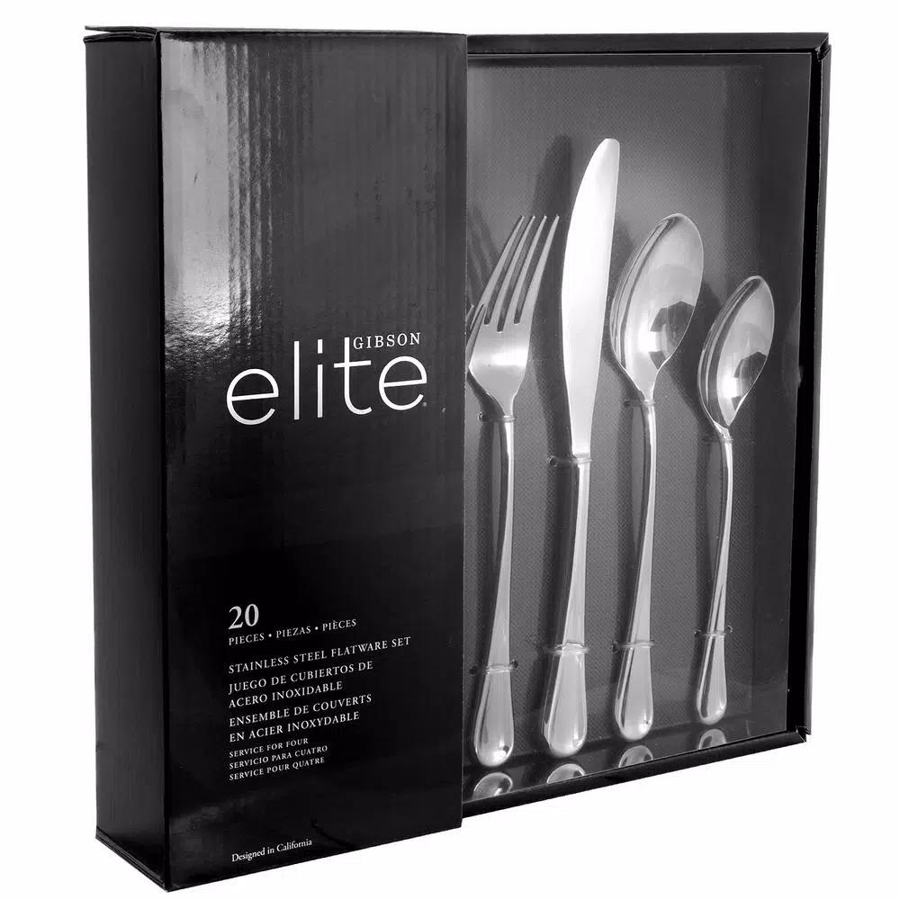 GIBSON elite York 20-Piece Stainless Steel Flatware Set, Service for 5