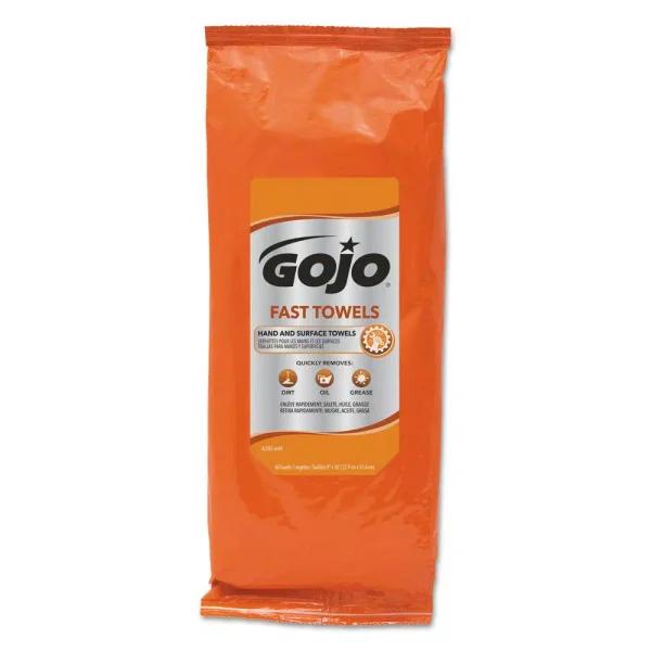 GoJo FAST TOWELS Heavy-Duty Blue Hand Cleaning Wet Wipes, 360 Count (6 Packs of 60)