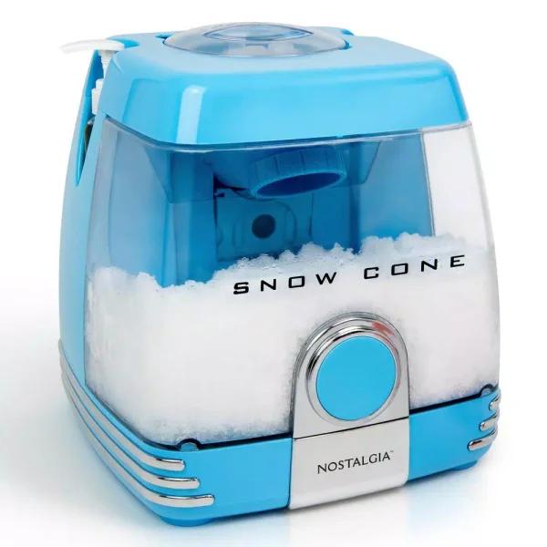 Nostalgia Blue Countertop Snow Cone Machine with 240 oz. Capacity and Stainless Steel Blades