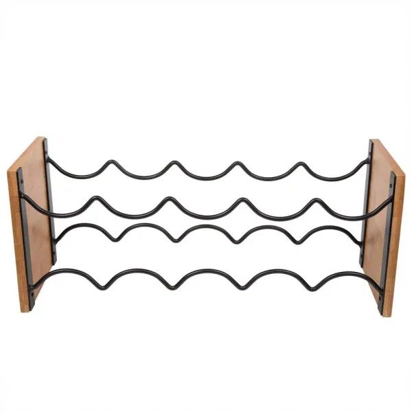 Creative Home Acacia Wood and Black Iron Wine Rack - 9 Bottle Capacity Tabletop Wine Holder