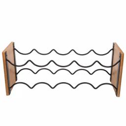 Creative Home Acacia Wood and Black Iron Wine Rack - 9 Bottle Capacity Tabletop Wine Holder thumbnail 1