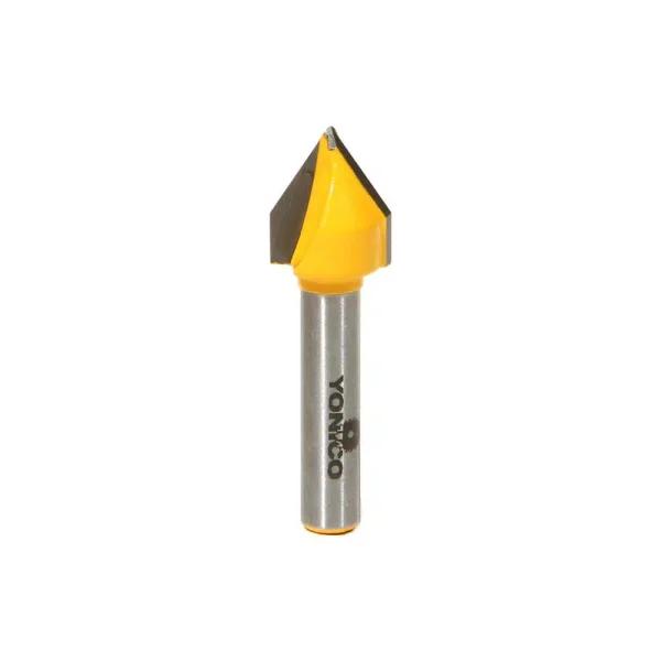 Yonico 60° V-Groove Router Bit, 1/4 in. Shank, Carbide Tipped for CNC and Handheld Routers