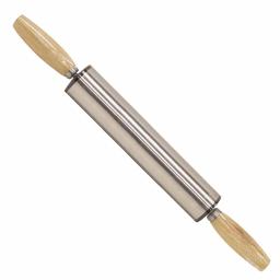 Home Basics Stainless Steel and Wood Rolling Pin thumbnail 1