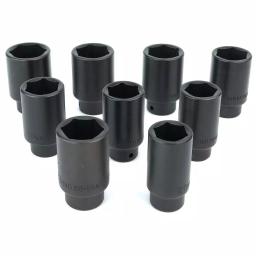 Powerbuilt Deluxe Axle Nut Socket Set, 9-Piece Impact Rated Chrome Vanadium Kit thumbnail 2