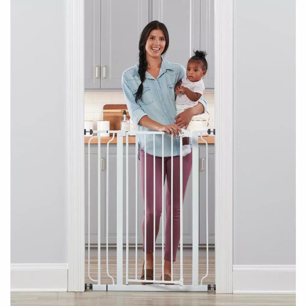Regalo Easy Step Extra Tall Walk-Through Baby Gate, 41" White Metal Safety Gate