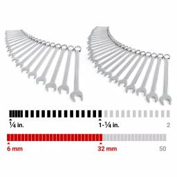 TEKTON 46-Piece Combination Wrench Set, SAE and Metric (1/4 in. - 1-1/4 in. & 6 mm - 32 mm) thumbnail 6