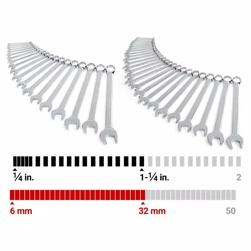TEKTON 46-Piece Combination Wrench Set, SAE and Metric (1/4 in. - 1-1/4 in. & 6 mm - 32 mm)