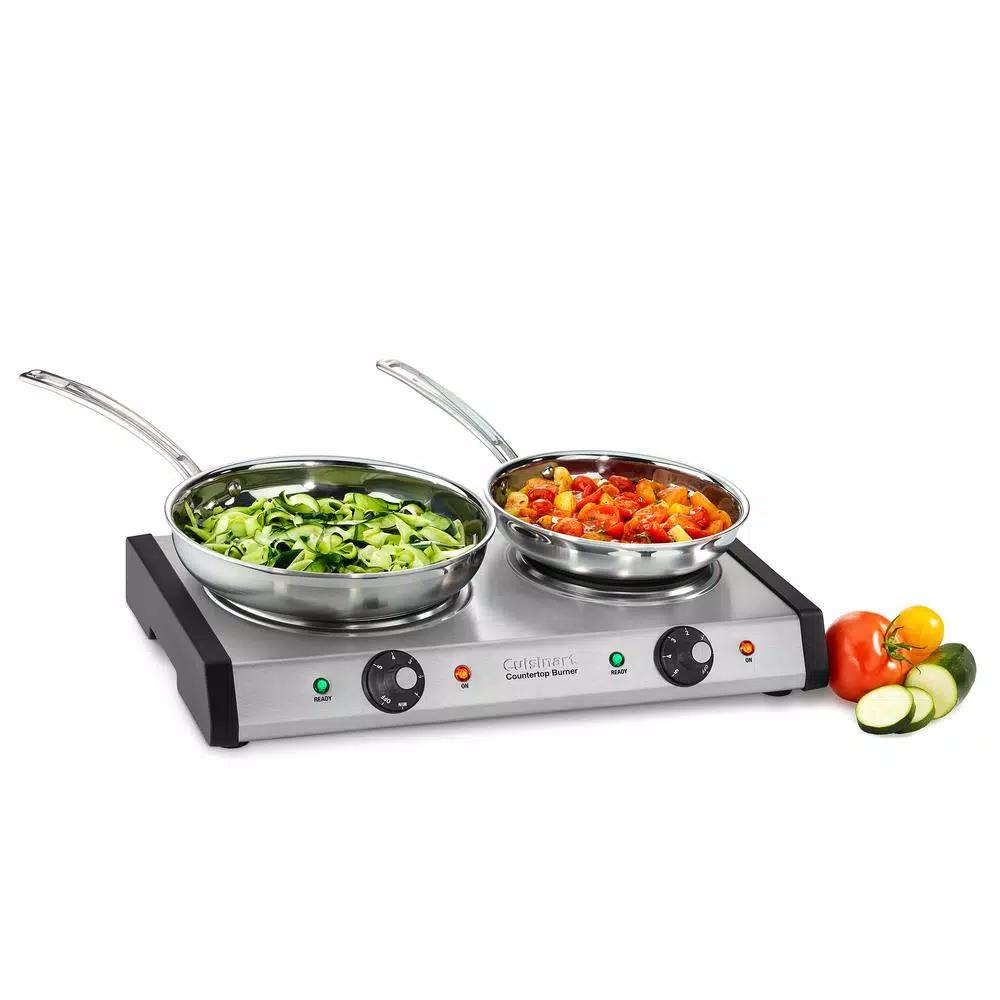 Cuisinart 2-Burner 8 in. Cast Iron Stainless Steel Hot Plate with Temperature Control, 1800W