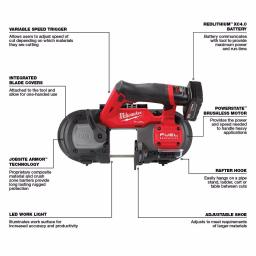 Milwaukee M12 FUEL 12V Cordless Sub-Compact Band Saw Kit with 4.0 Ah Battery and Charger thumbnail 4