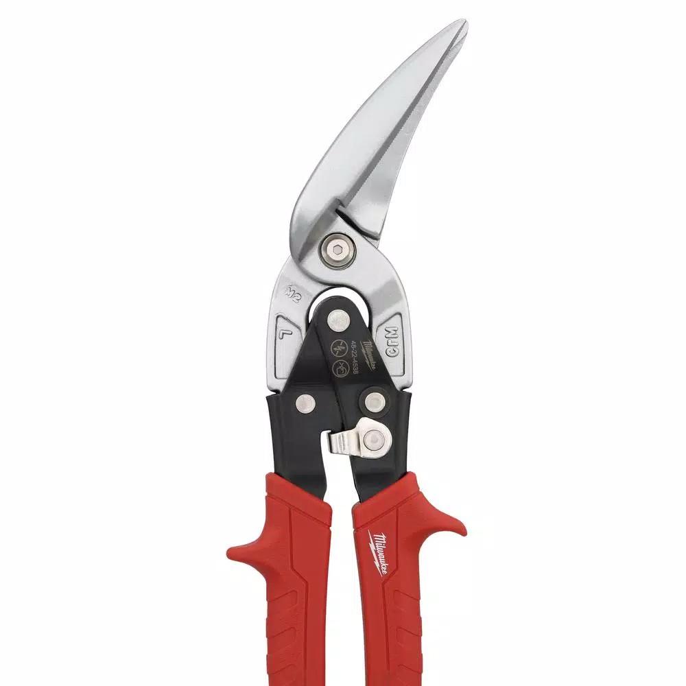 Milwaukee 11 in. Left-Cut Offset Aviation Snips with Forged Serrated Blades