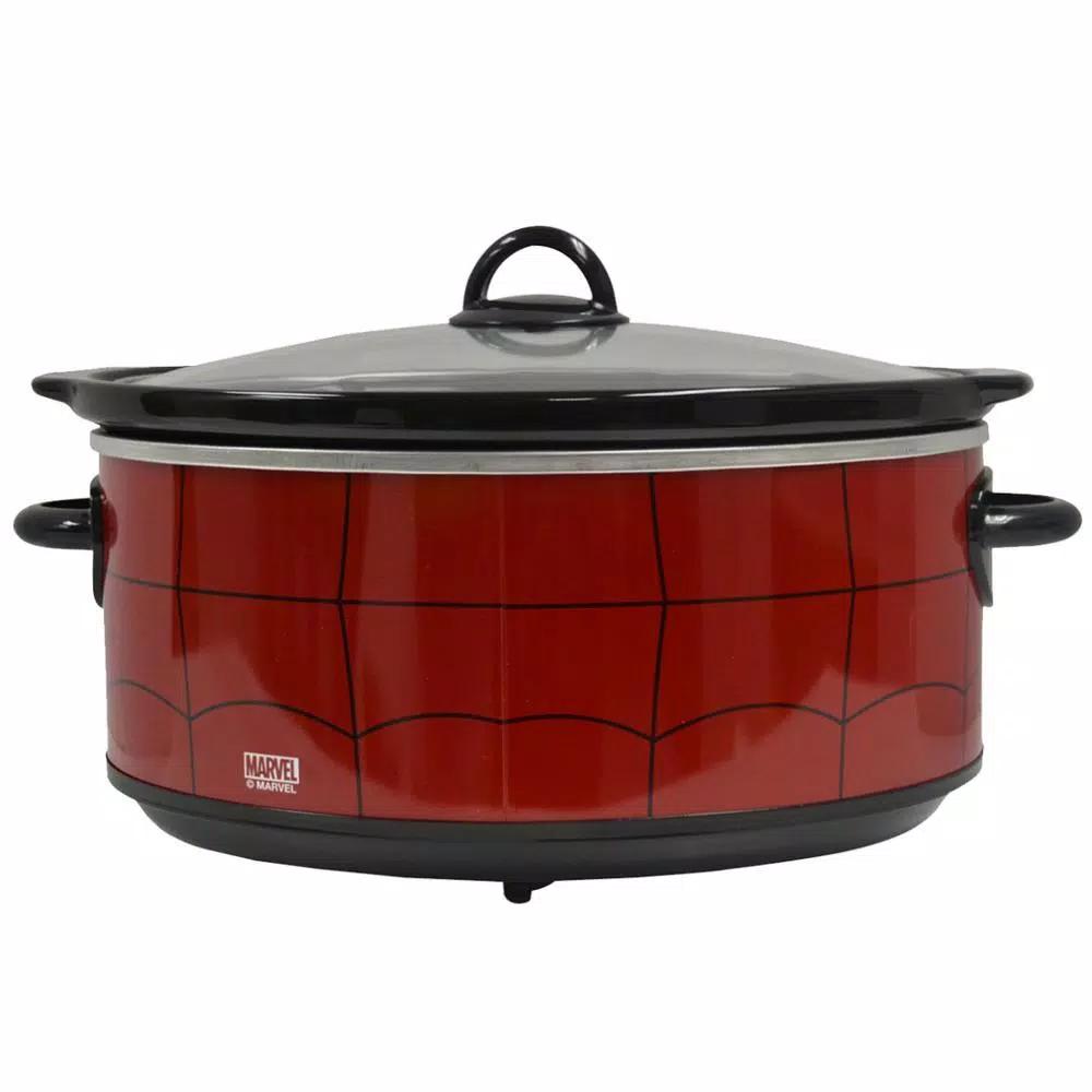 Uncanny Brands Marvel Spider-Man 7-Quart Slow Cooker, Red with Wraparound Superhero Art