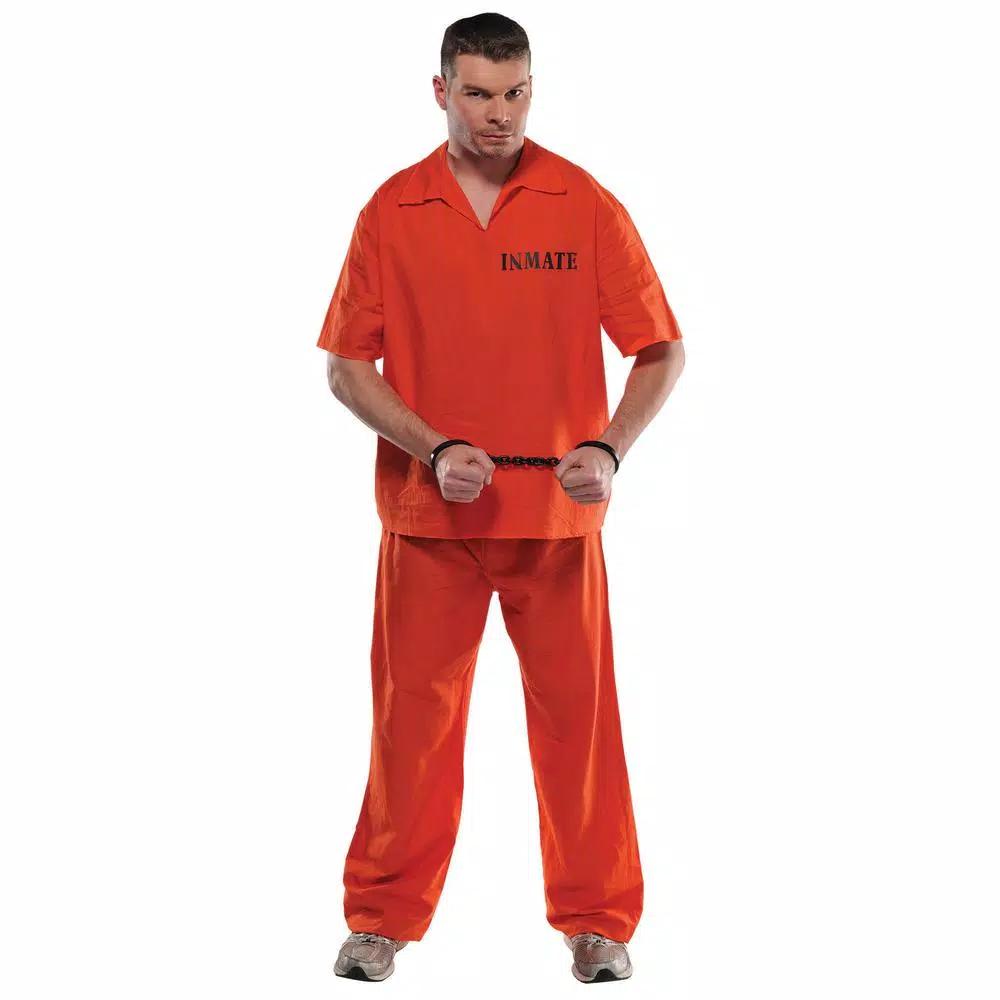 Amscan Men's Prisoner Halloween Costume - Orange Inmate Uniform Set