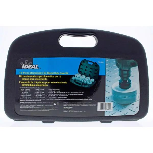 Ideal 19-Piece Bi-Metal Hole Saw Kit with Arbors and Extension - M42 Cobalt Steel