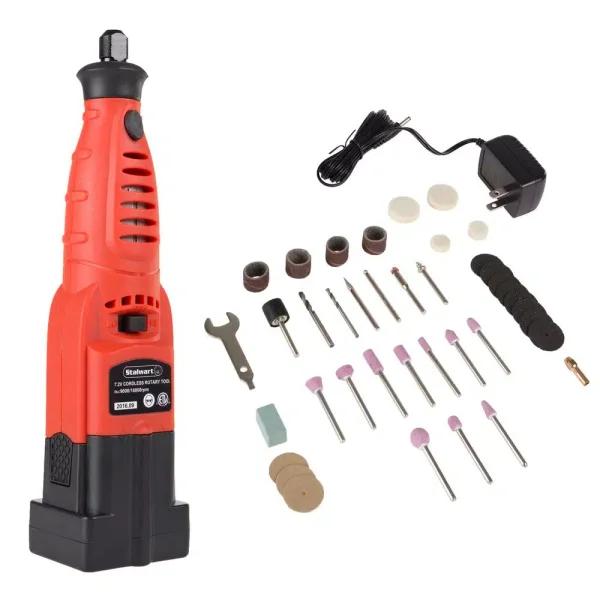 Stalwart 7.2V Cordless Rotary Tool Grinder Kit with 35,000 RPM Variable Speed & Accessories