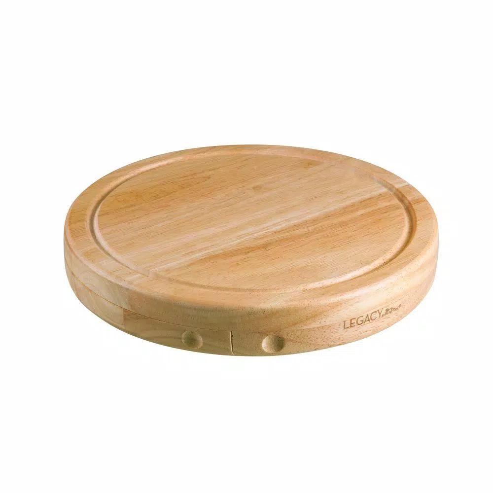 Legacy Circo by Picnic Time Rubberwood Cheese Board and 4-Piece Stainless Steel Tool Set