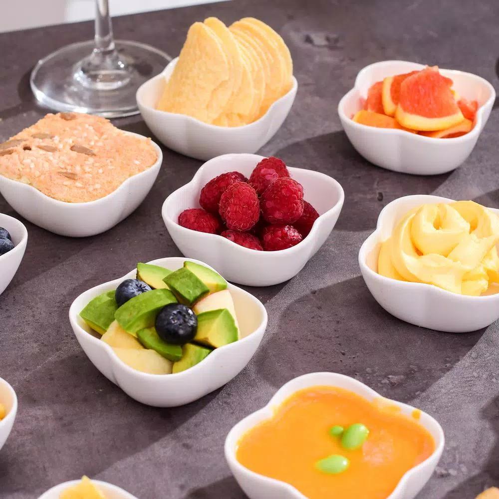MALACASA 3 in. White Porcelain Ramekins Set of 12, Ceramic Serving Bowls for Creme Brulee and Dipping Sauces