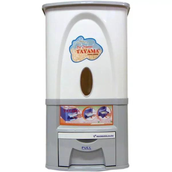 Tayama Rice Dispenser 55 lbs. Capacity White Dry Food Storage Container
