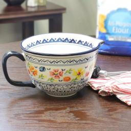 GIBSON elite Luxembourg Hand Painted Stoneware Mixing Bowl with Spout and Handle, 2 Qt. thumbnail 4