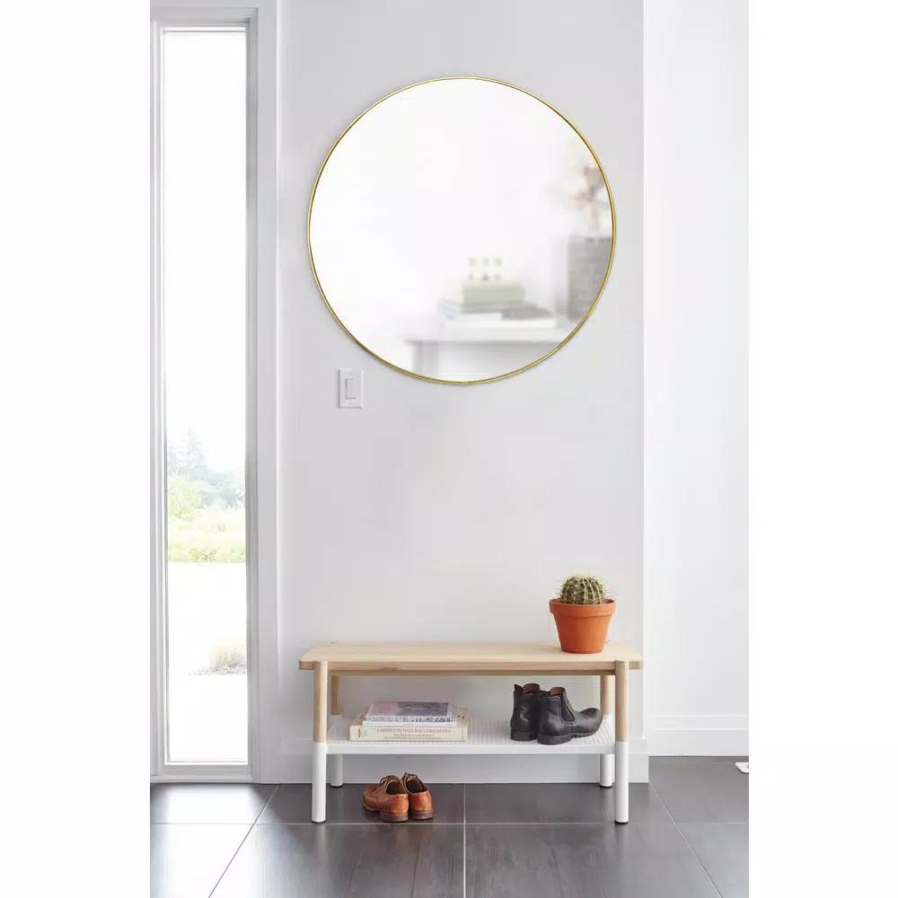 Umbra Hubba 34-inch Round Contemporary Brass Wall Mirror