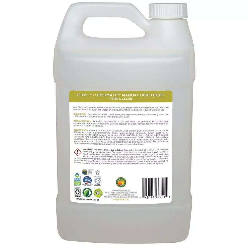 ECOS Pro Dishmate Free and Clear Manual Dishwashing Liquid, 128 oz.