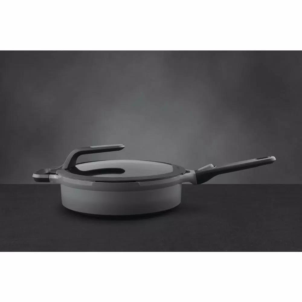 BergHOFF GEM Stay Cool 3.2 qt. Cast Aluminum Nonstick Saute Pan with Glass Lid, Gray