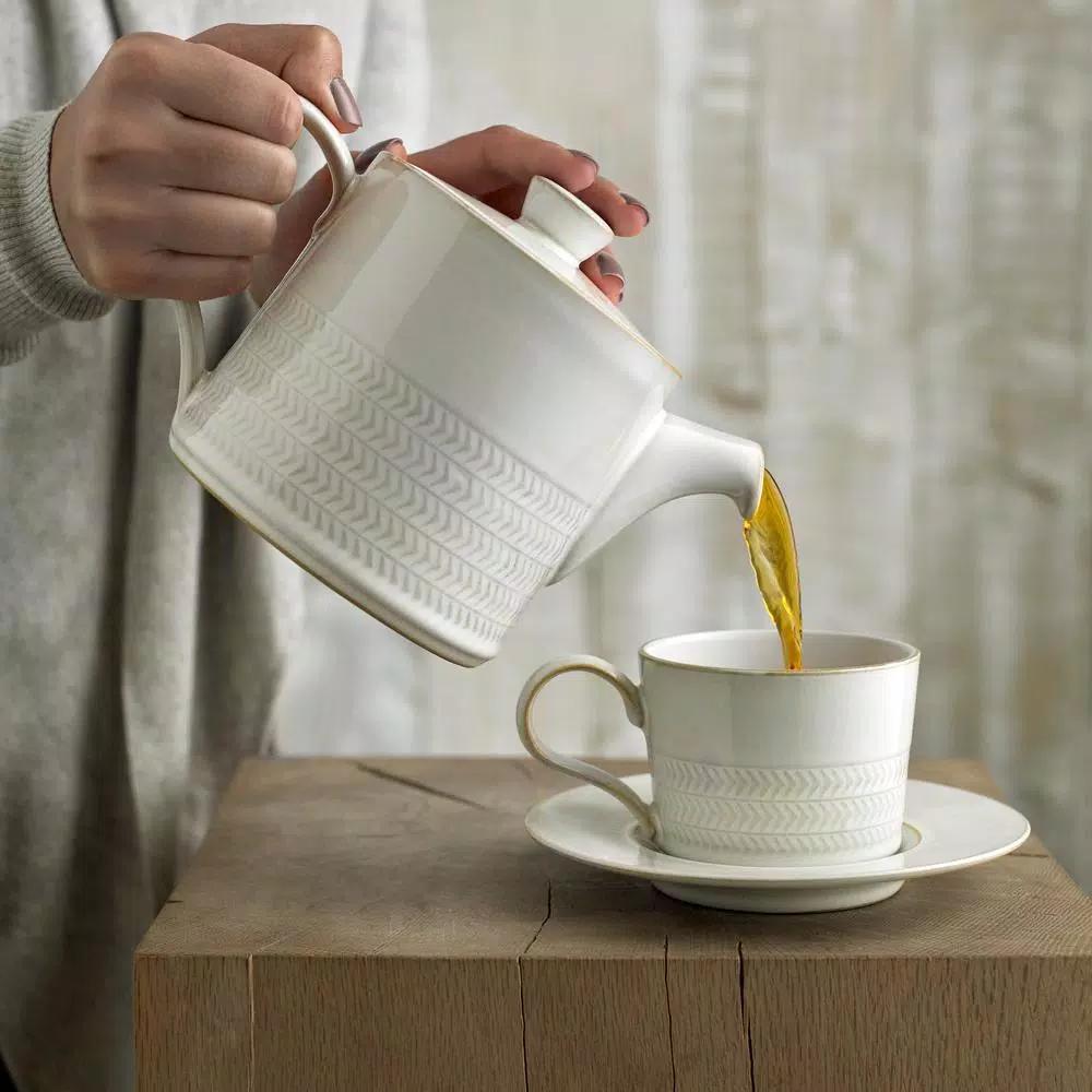 Denby Natural Canvas Textured Stoneware Teapot, White