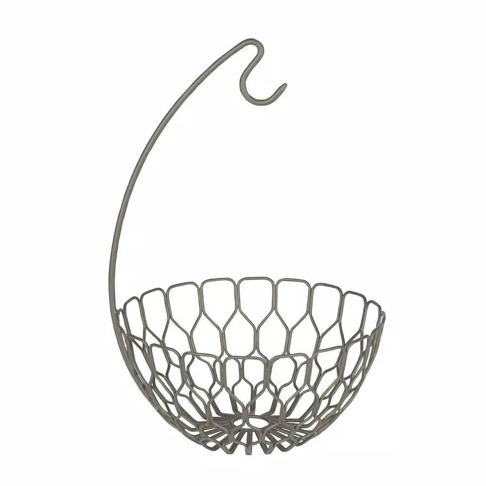 Spectrum Honeycomb Gray Fruit Basket with Banana Hanger Tree