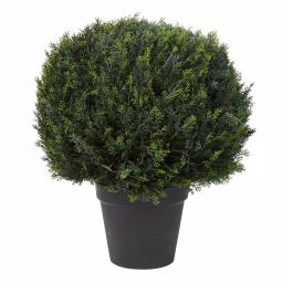 Pure Garden 23 in. Artificial Ball Style Cypress Topiary with Pot thumbnail 1