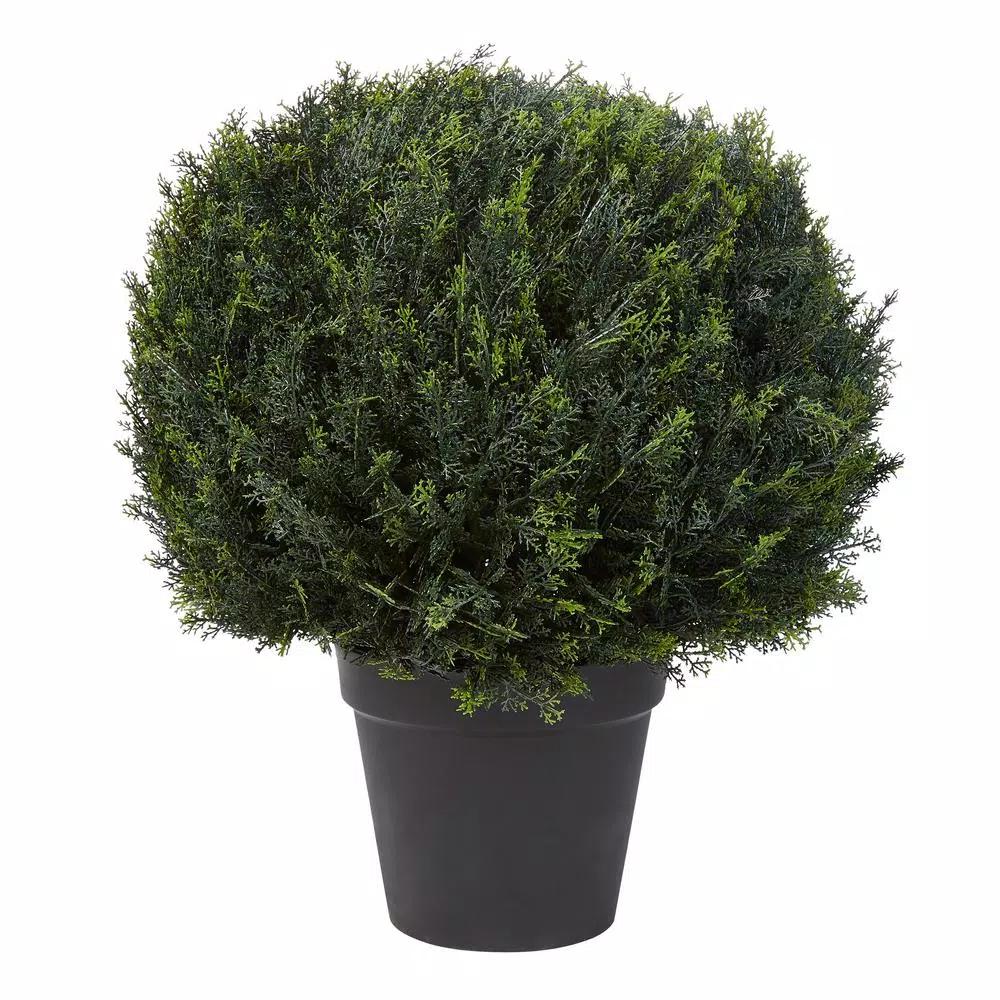 Pure Garden 23 in. Artificial Ball Style Cypress Topiary with Pot