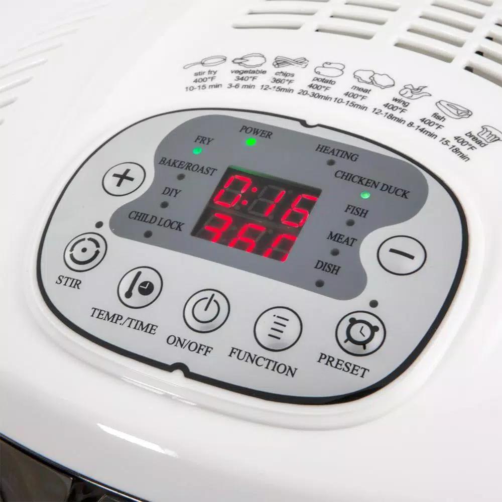Barton Ensue 6.3 Qt Air Fryer, 1700W Multi-Functional Electric Oil-Free Cooker with 8 Programs, White