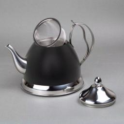 Creative Home Nobili-Tea 2 qt. Opaque Black Stainless Steel Tea Kettle with Removable Infuser Basket thumbnail 3