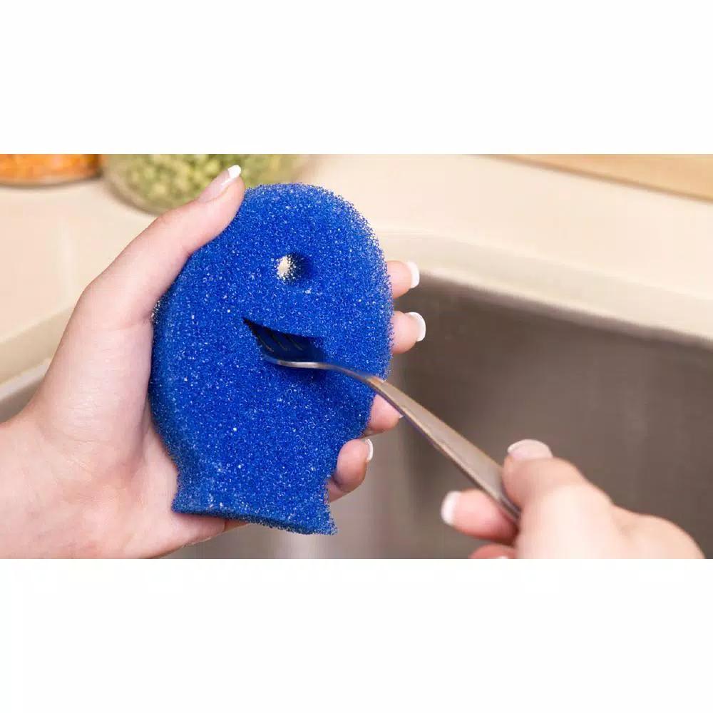 DishFish Non-Scratch Scrubber Sponge, 12-Pack, Blue