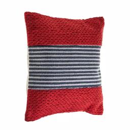 LR Home Bright Red Striped Throw Pillow, 20 in. x 20 in. Textured Cotton Accent Pillow thumbnail 2