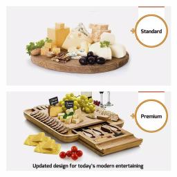 Bambusi Bambsi Bamboo Cheese Board and Cutlery Set with Slide Out Drawer and 4 Utensils thumbnail 7