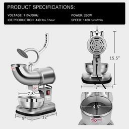 VIVOHOME Electric Ice Crusher and Snow Cone Machine, 250W Stainless Steel Shaver thumbnail 6