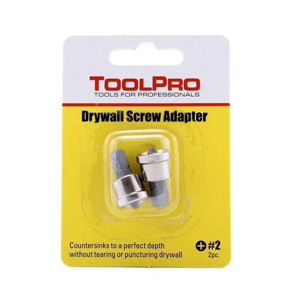 ToolPro Drywall Screw Adapter 2-Piece Set - Countersink Drill Bit Attachment