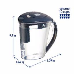 Brita Stream 10-Cup Filter-As-You-Pour Water Filter Pitcher, Carbon Gray, BPA-Free thumbnail 2