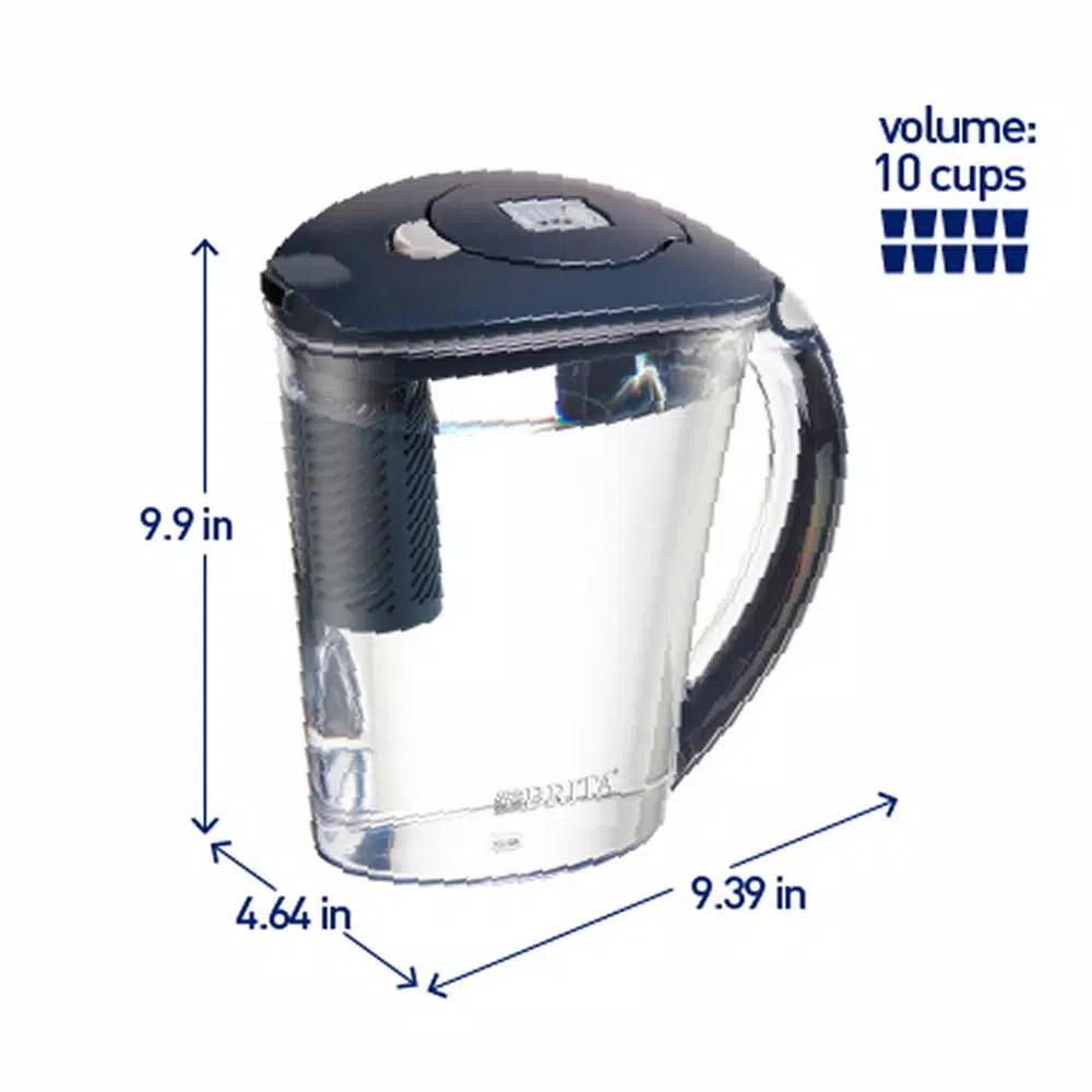 Brita Stream 10-Cup Filter-As-You-Pour Water Filter Pitcher, Carbon Gray, BPA-Free