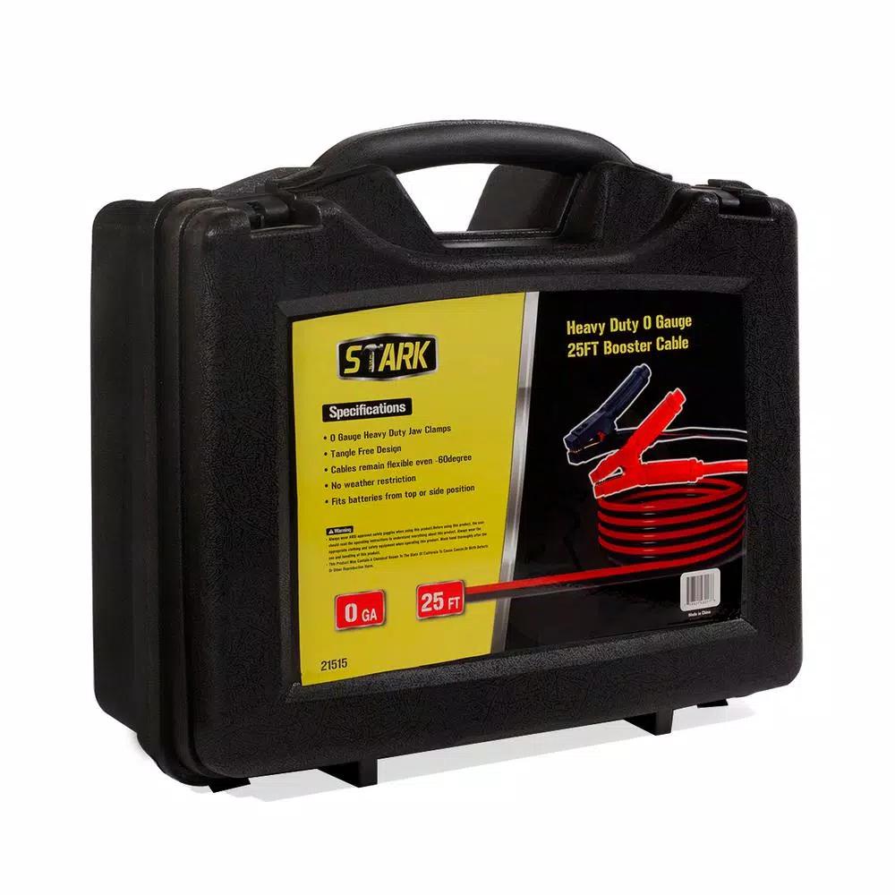 Stark 25 ft. Heavy-Duty 0-Gauge Battery Jumper Cables, 600 Amp