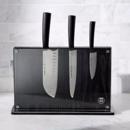 SCHMIDT BROS. Downtown Ebony Stained Red Oak Knife Block - Two-Sided Magnetic Storage thumbnail 2