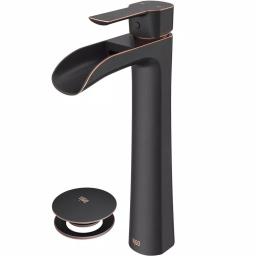 VIGO Niko Single Hole Vessel Bathroom Faucet with Pop-Up Drain, Antique Rubbed Bronze thumbnail 1