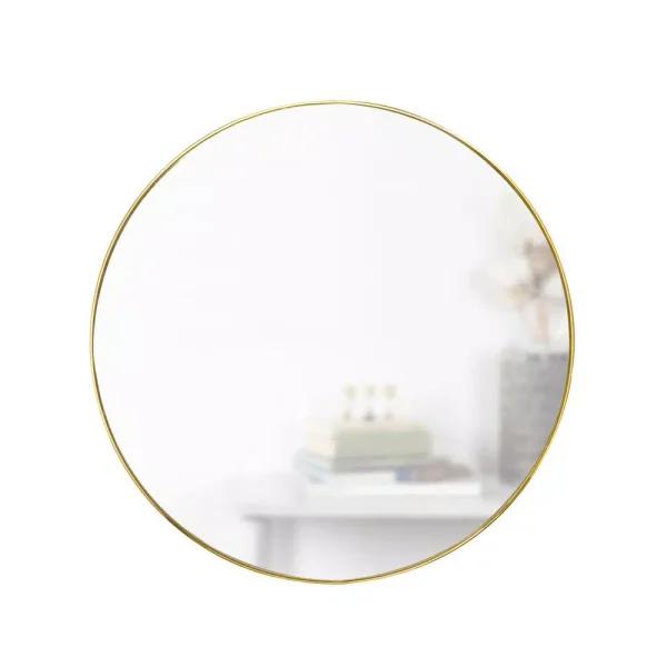 Umbra Hubba 34-inch Round Contemporary Brass Wall Mirror