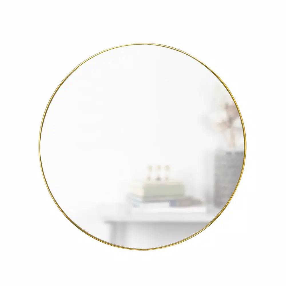Umbra Hubba 34-inch Round Contemporary Brass Wall Mirror