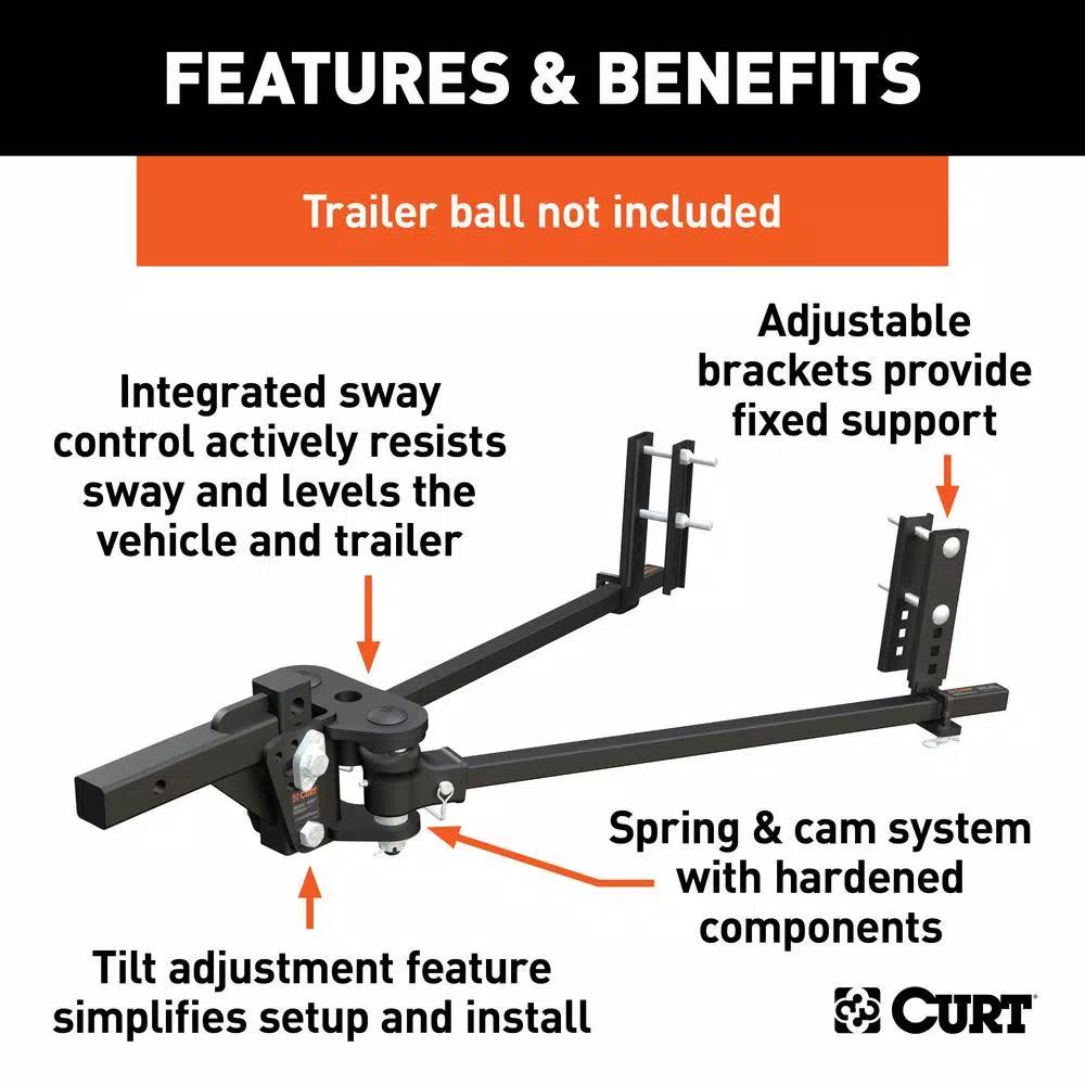 CURT TruTrack Weight Distribution System, 5,000 - 8,000 lbs. Capacity, 35-9/16" Bars
