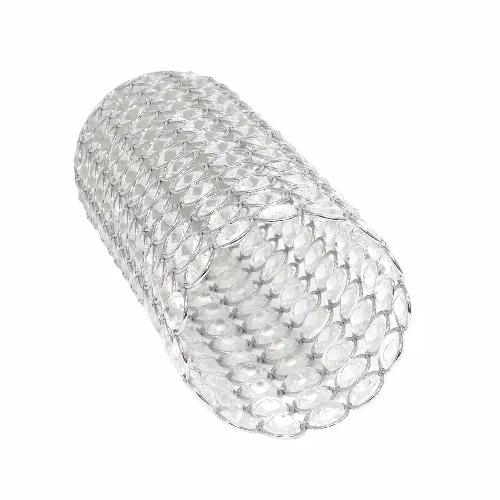 Elegant Designs 11.25 in. Chrome and K5 Crystal Cylinder Decorative Table Vase