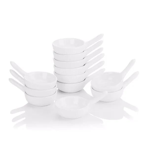 MALACASA 3.75 in. White Porcelain Ramekins Set of 12 - Versatile Ceramic Serving Dishes