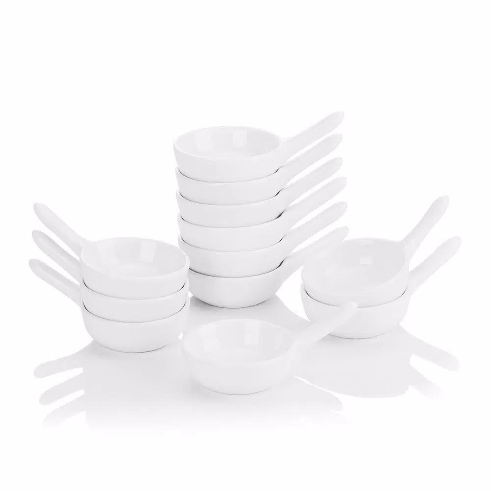 MALACASA 3.75 in. White Porcelain Ramekins Set of 12 - Versatile Ceramic Serving Dishes