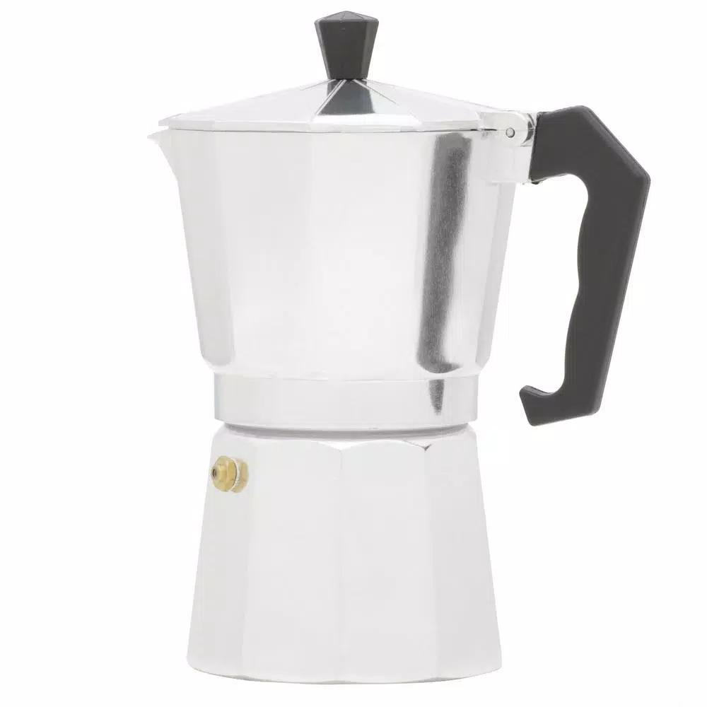 Home Basics 6-Cup Aluminum Stovetop Espresso Machine, Grey