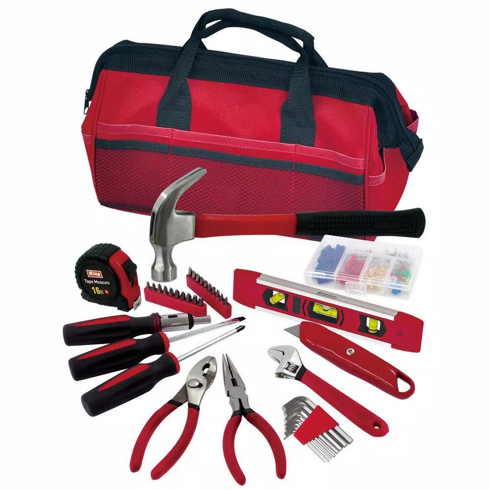 KING 39-Piece Combination Tool Set with Tool Bag - Household Repair Hand Tool Kit